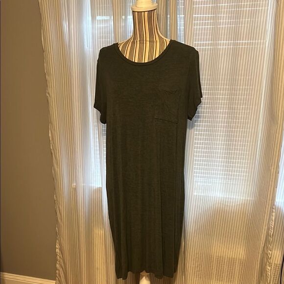 Dark Green T-Shirt Dress - Picture 1 of 5